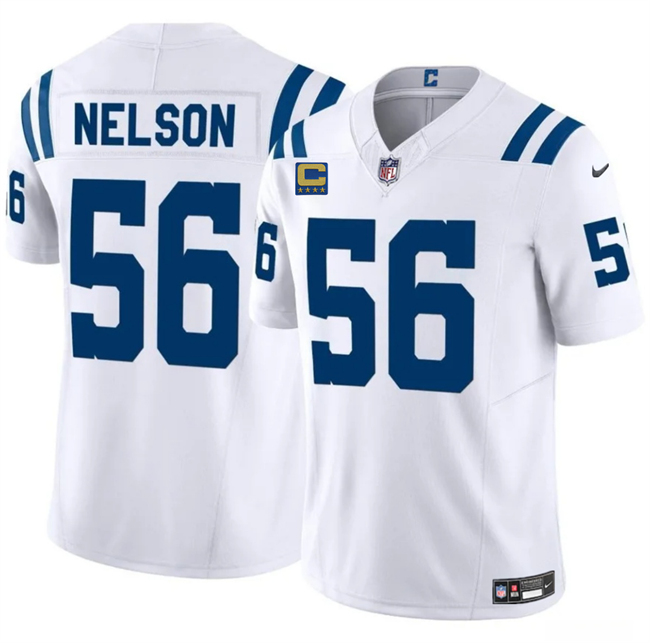 Men's Indianapolis Colts #56 Quenton Nelson White 2025 F.U.S.E. With 4-Star C Patch Vapor Limited Stitched Football Jersey
